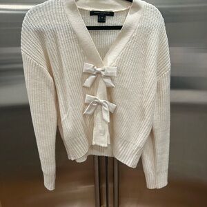 French Connection Ivory Cardigan with Bow Accents